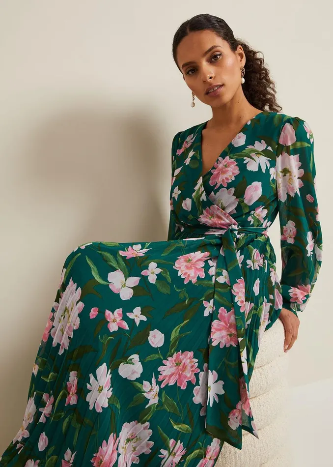 Women Phase Eight Occasion Dresses Petite Rosa Floral Pleat Maxi Dress Multicoloured