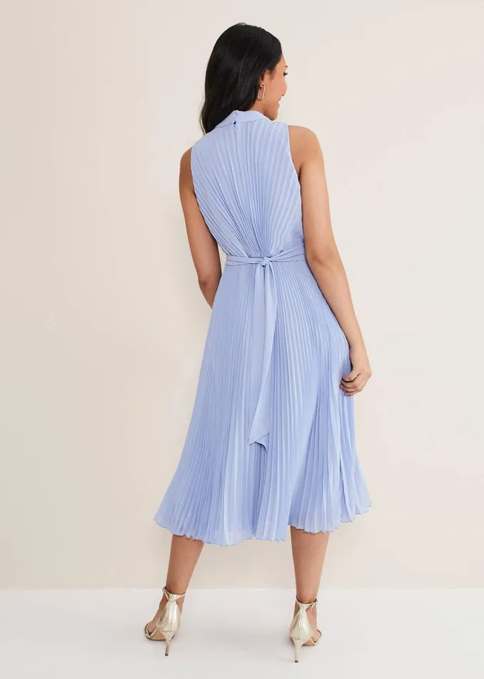 Women Phase Eight Occasion Dresses Petite Simara Pleated Midi Dress Cornflower