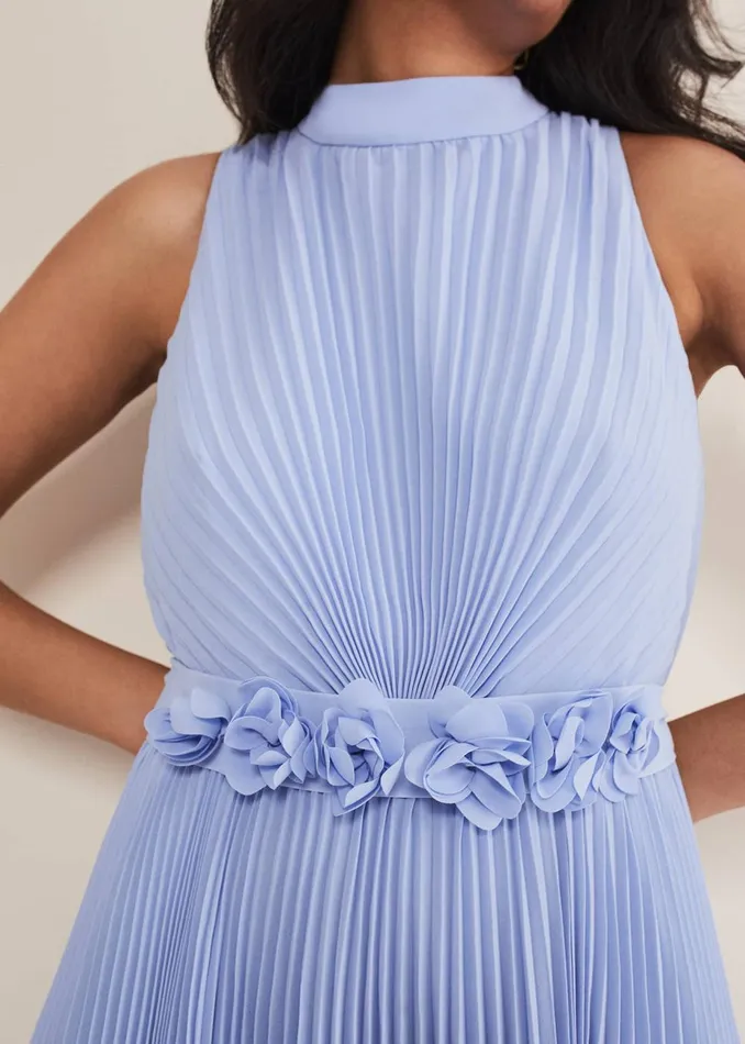 Women Phase Eight Occasion Dresses Petite Simara Pleated Midi Dress Cornflower