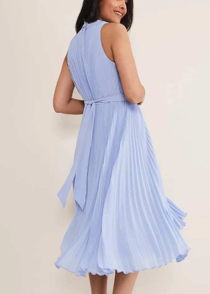 Women Phase Eight Occasion Dresses Petite Simara Pleated Midi Dress Cornflower