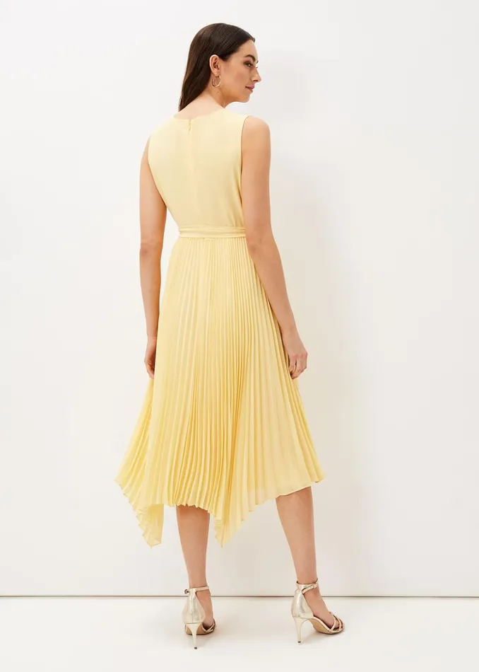 Women Phase Eight Occasion Dresses Petra Pleated Wrap Dress Pale Yellow