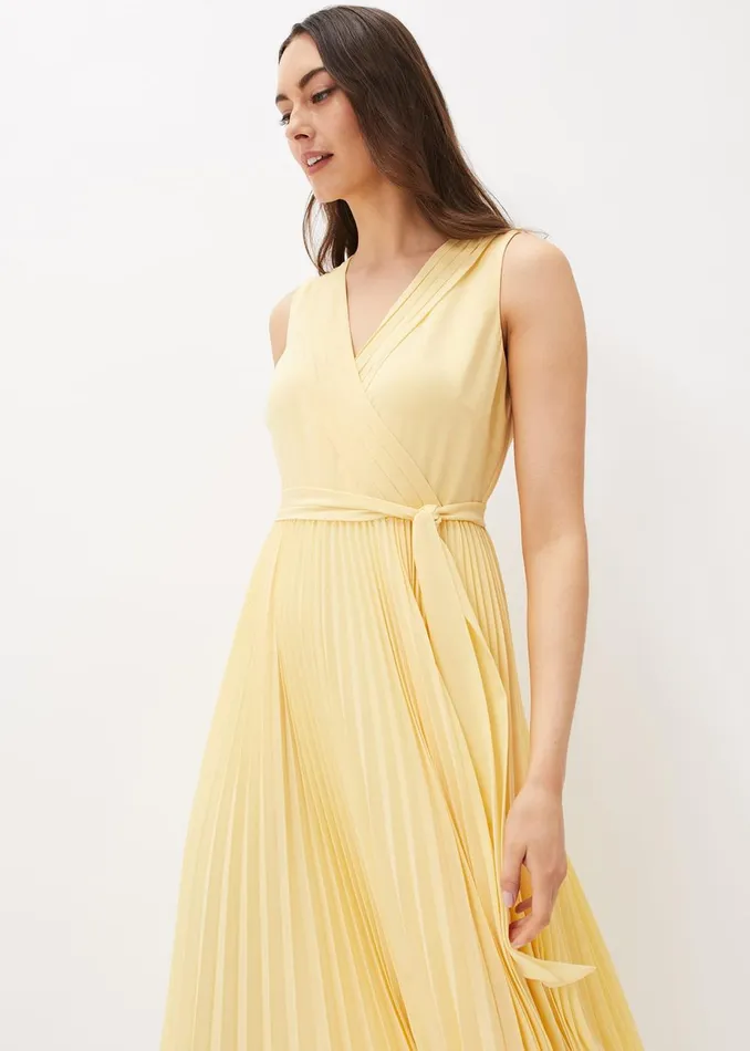 Women Phase Eight Occasion Dresses Petra Pleated Wrap Dress Pale Yellow