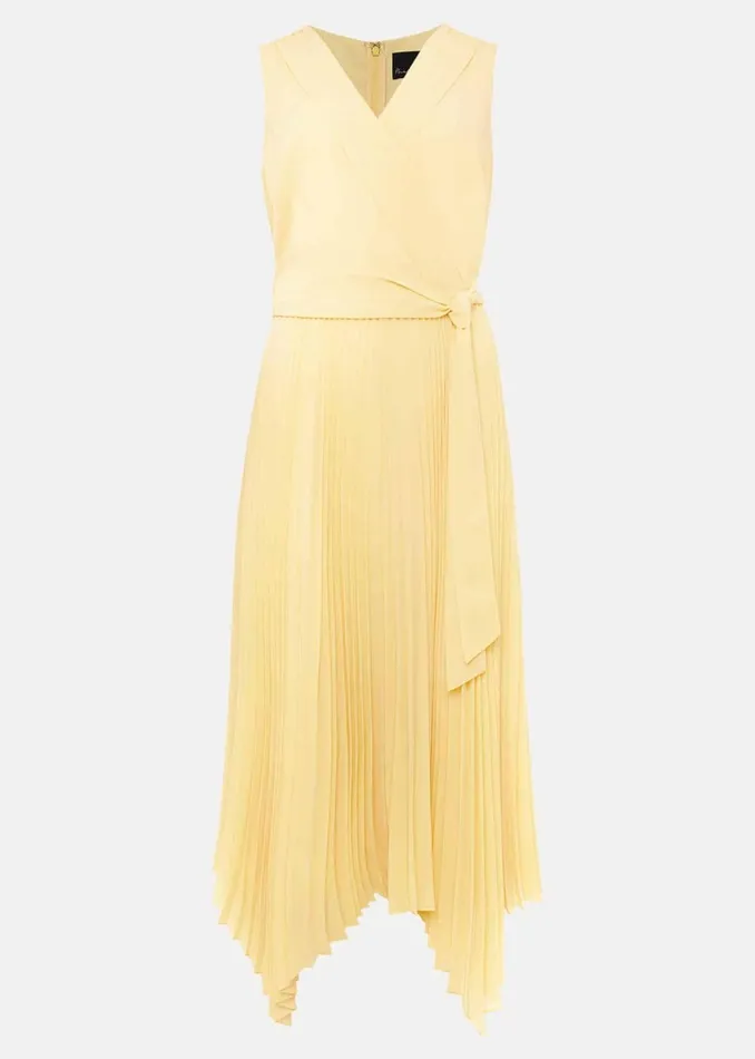Women Phase Eight Occasion Dresses Petra Pleated Wrap Dress Pale Yellow