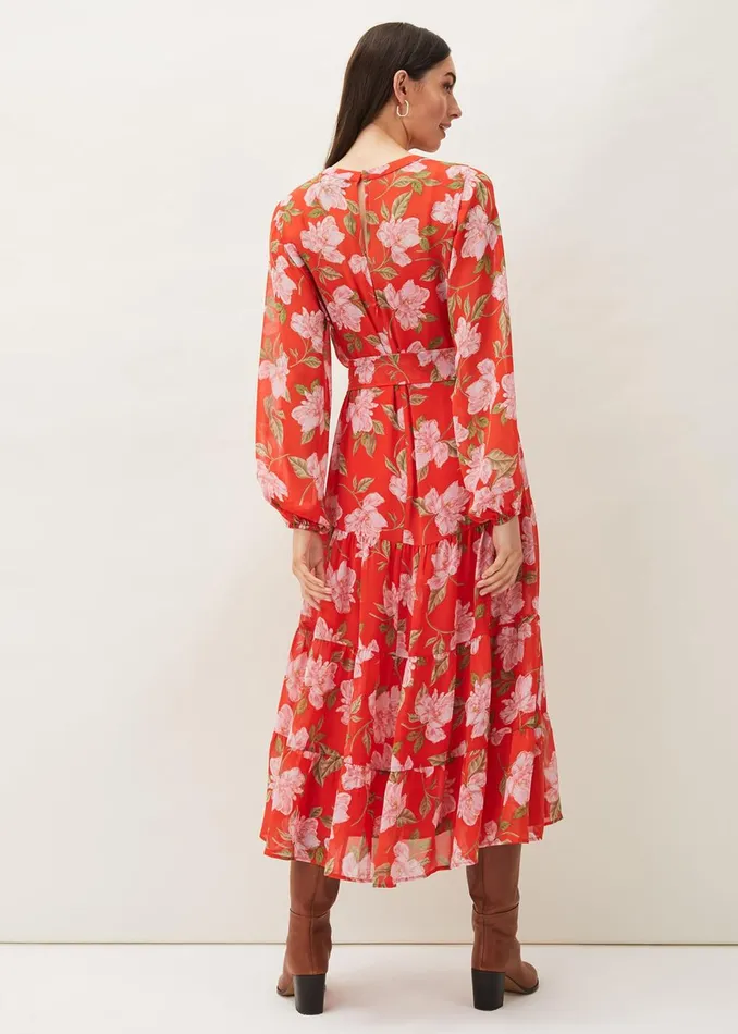 Women Phase Eight Occasion Dresses Philippa Floral Chiffon Maxi Dress Saffron