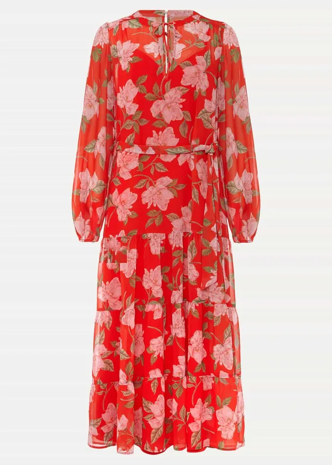 Women Phase Eight Occasion Dresses Philippa Floral Chiffon Maxi Dress Saffron