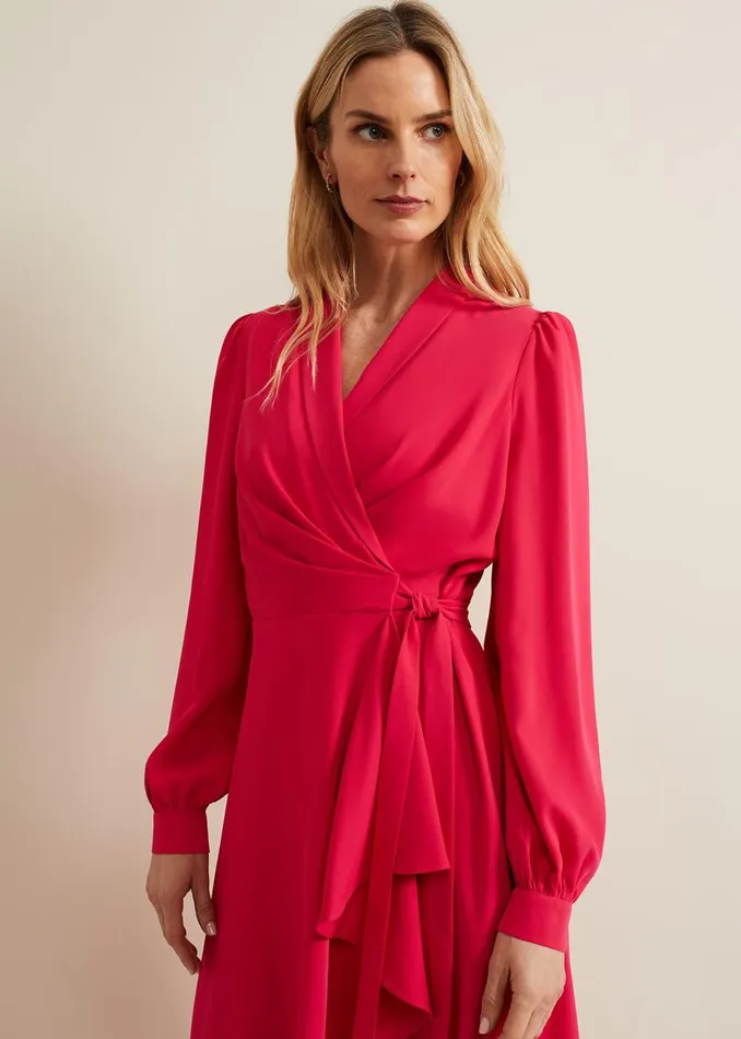 Women Phase Eight Occasion Dresses Philippa Long Sleeve Midi Dress Pink