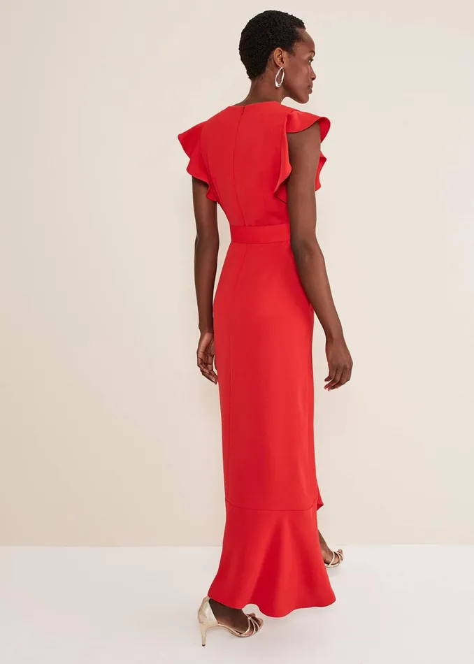 Women Phase Eight Occasion Dresses Phoebe Frill Maxi Dress Fire