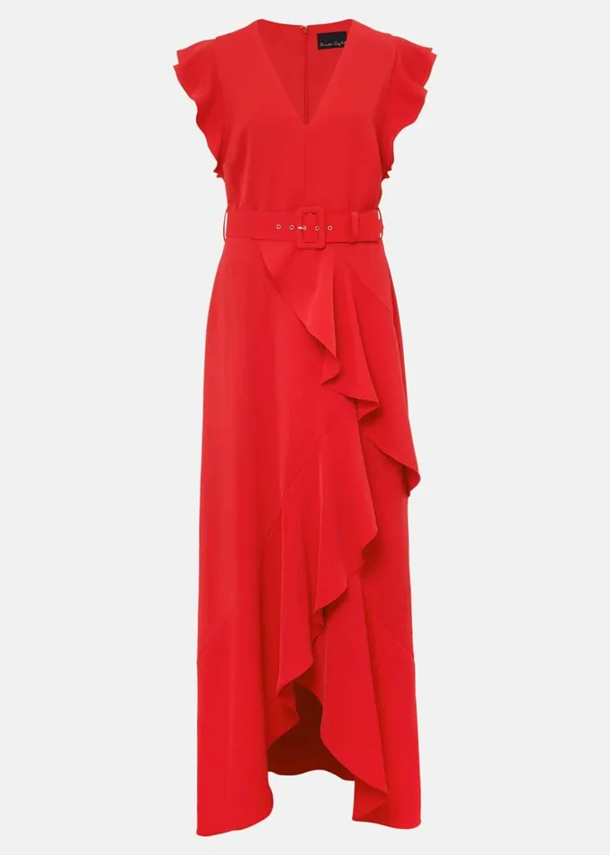 Women Phase Eight Occasion Dresses Phoebe Frill Maxi Dress Fire