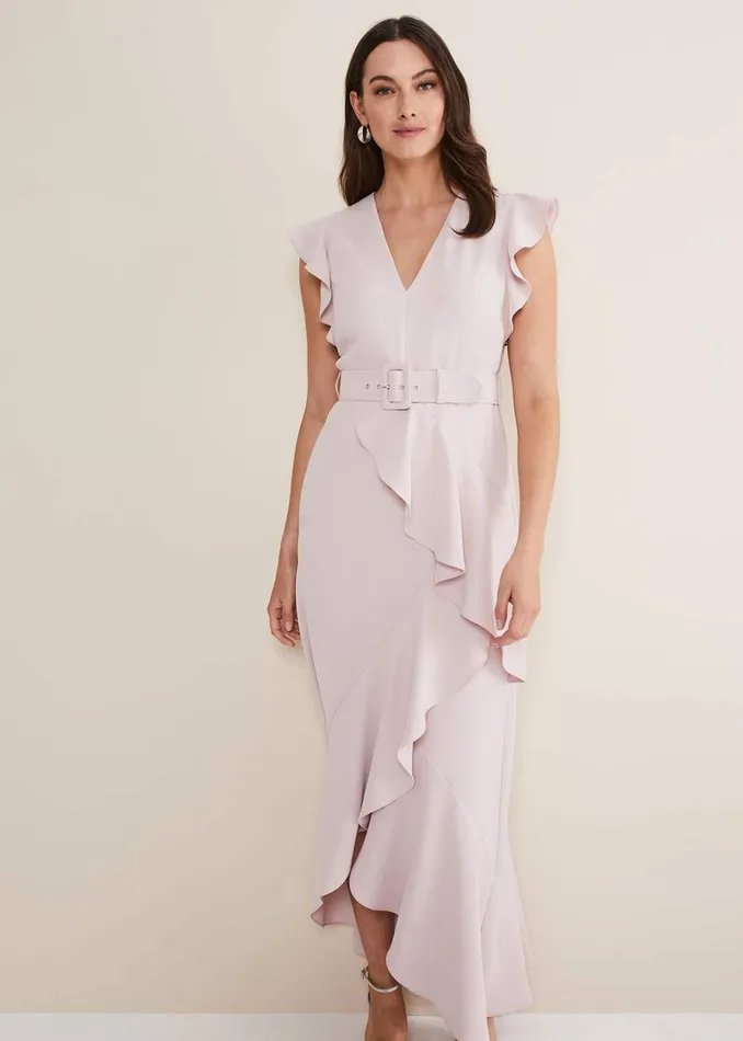 Women Phase Eight Occasion Dresses Phoebe Frill Maxi Dress Powder Pink