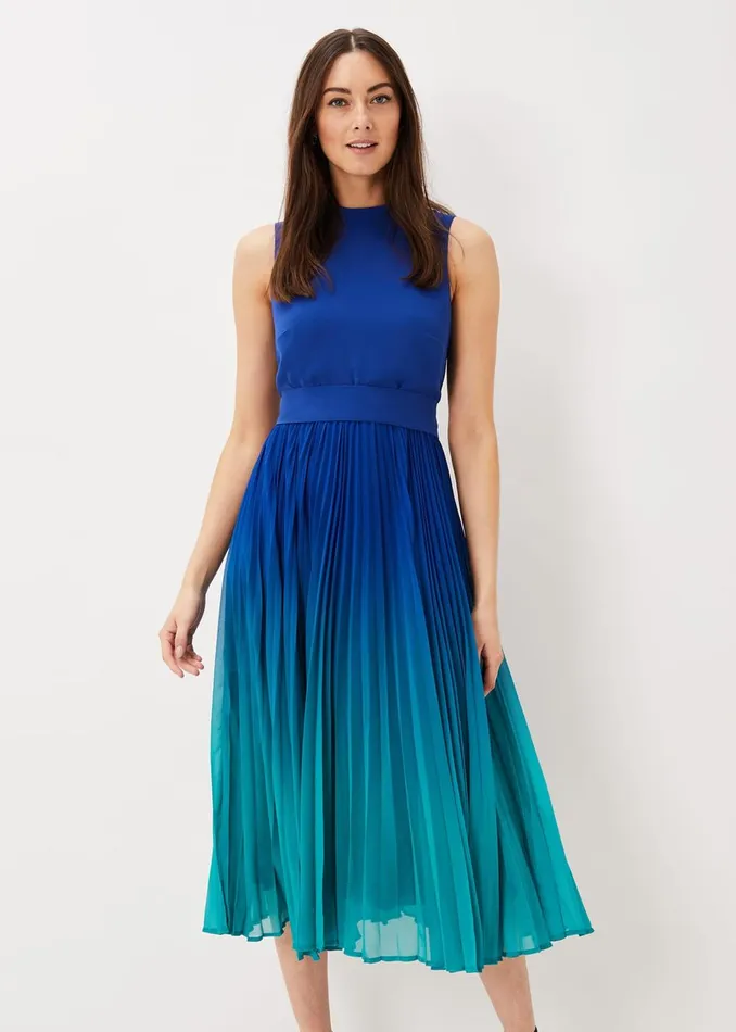 Women Phase Eight Occasion Dresses Piper Ombre Midi Dress Cobaltmalachite