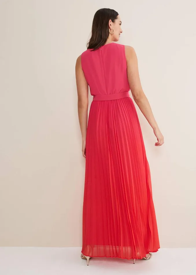 Women Phase Eight Occasion Dresses Piper Ombre Pleated Dress Redpink