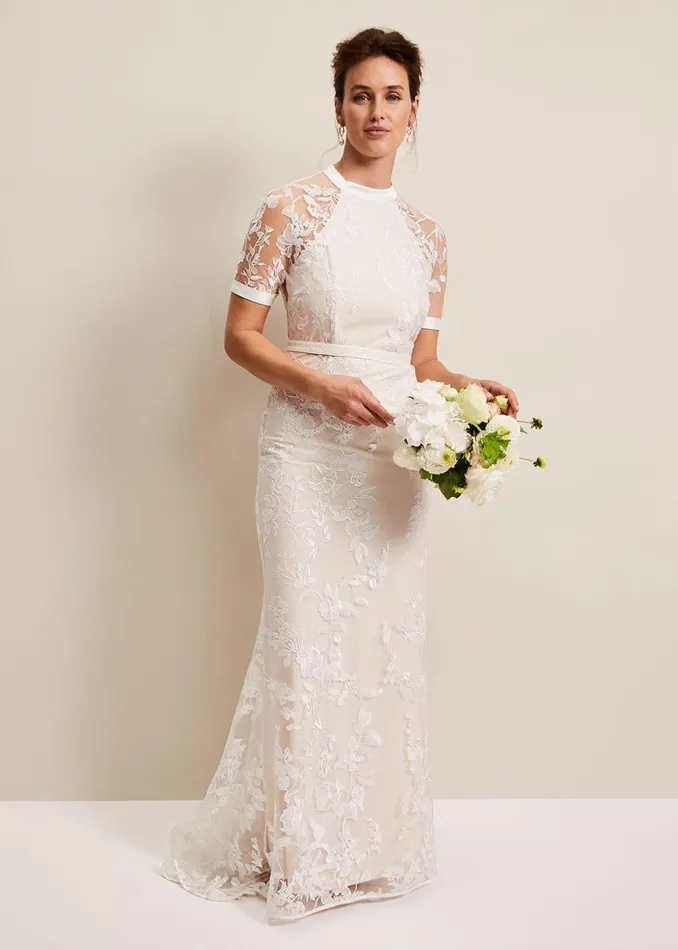 Women Phase Eight Occasion Dresses Poppy Embroidered Wedding Dress Pearl