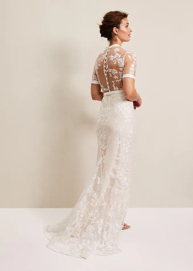 Women Phase Eight Occasion Dresses Poppy Embroidered Wedding Dress Pearl
