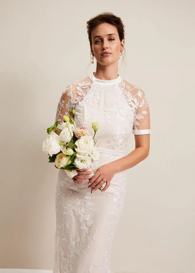 Women Phase Eight Occasion Dresses Poppy Embroidered Wedding Dress Pearl