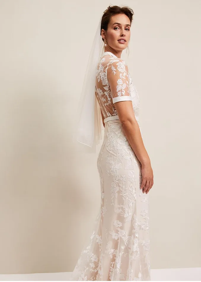 Women Phase Eight Occasion Dresses Poppy Embroidered Wedding Dress Pearl