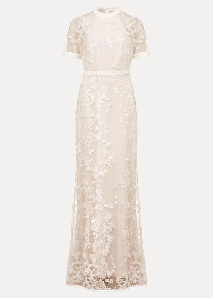 Women Phase Eight Occasion Dresses Poppy Embroidered Wedding Dress Pearl