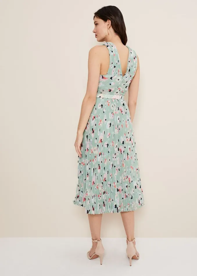 Women Phase Eight Occasion Dresses Portia Print Pleated Dress Peppermintmulti