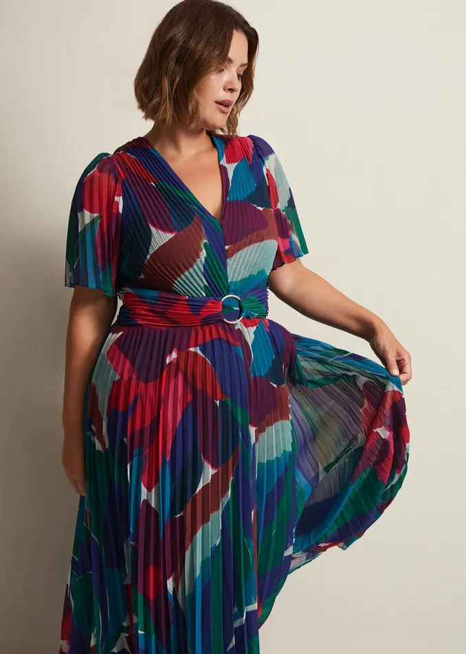 Women Phase Eight Occasion Dresses Priscilla Abstract Floral Pleated Maxi Dress Multicoloured