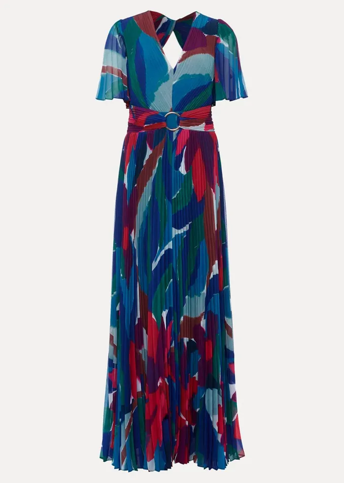 Women Phase Eight Occasion Dresses Priscilla Abstract Floral Pleated Maxi Dress Multicoloured