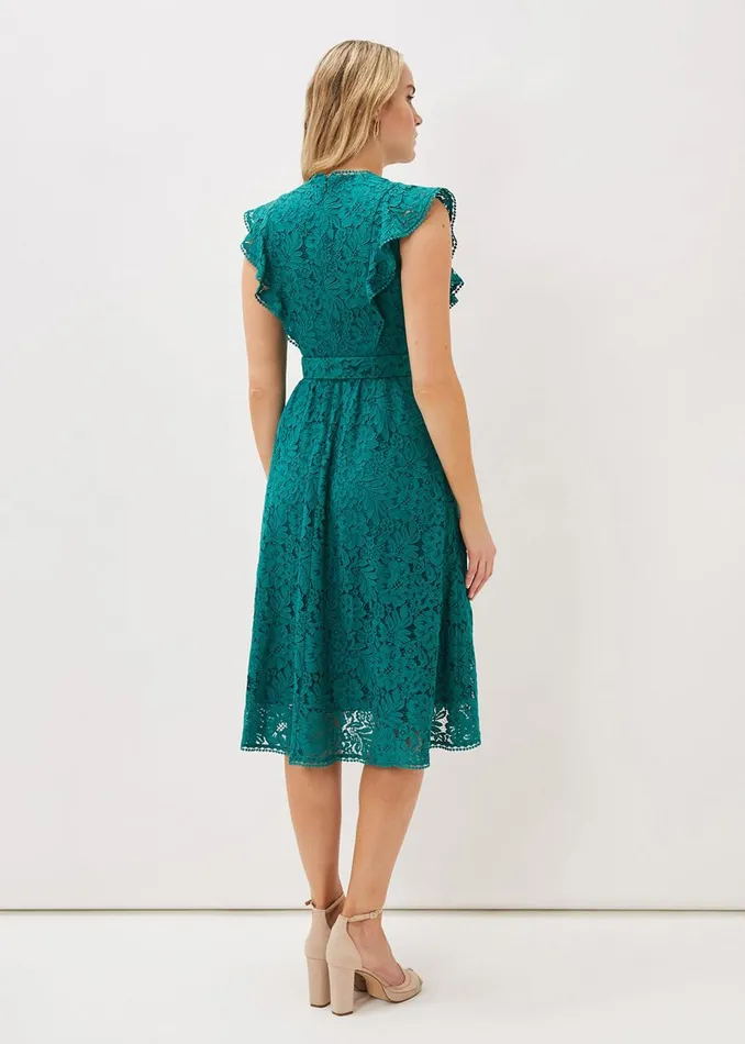 Women Phase Eight Occasion Dresses Priya Lace Frill Dress Jade