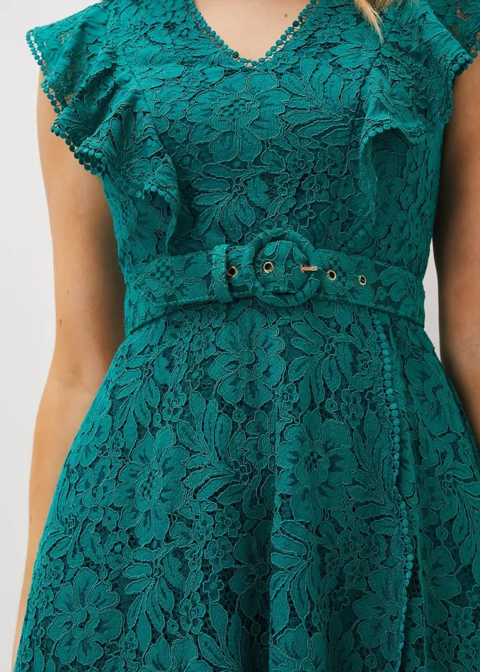 Women Phase Eight Occasion Dresses Priya Lace Frill Dress Jade