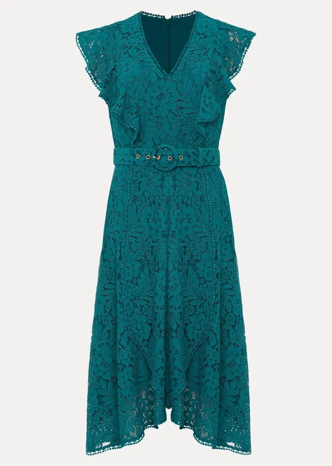 Women Phase Eight Occasion Dresses Priya Lace Frill Dress Jade