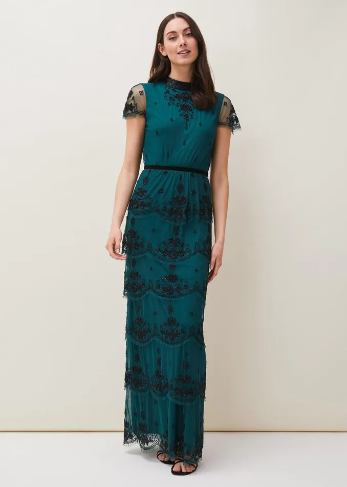 Women Phase Eight Occasion Dresses Roberta Layered Maxi Dress Blackforest
