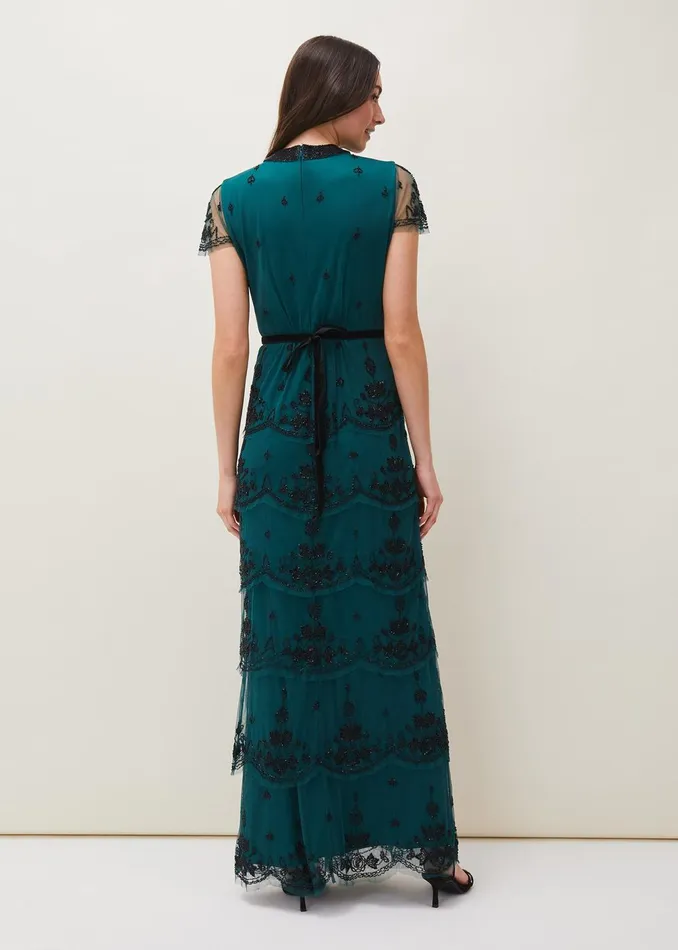 Women Phase Eight Occasion Dresses Roberta Layered Maxi Dress Blackforest