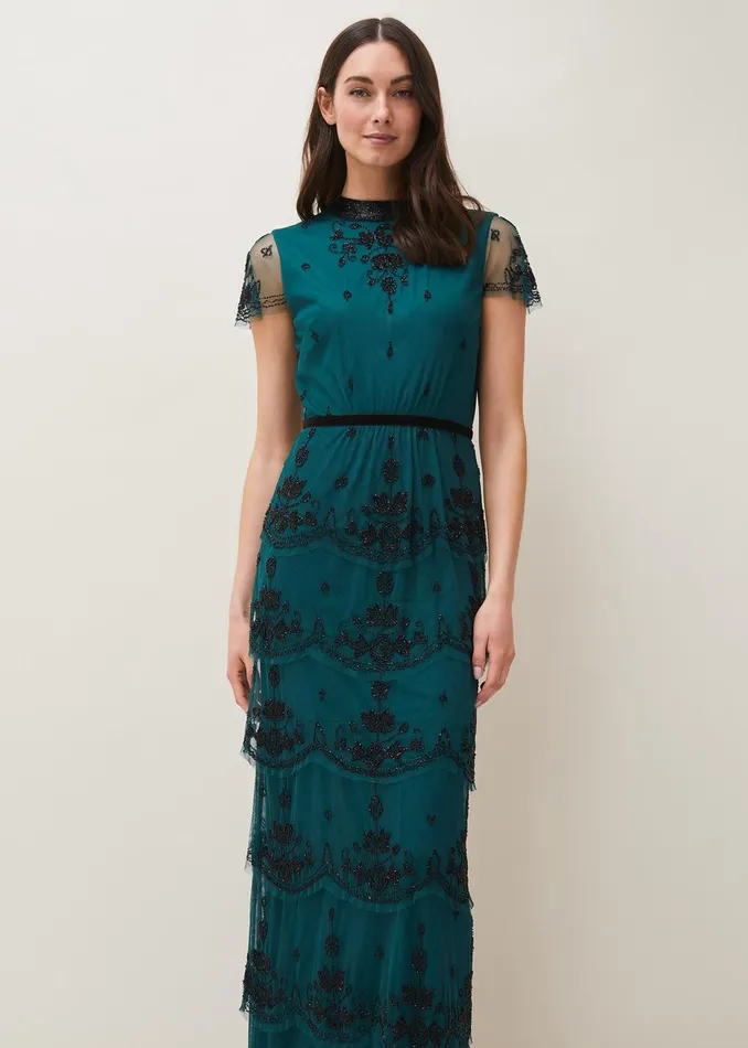 Women Phase Eight Occasion Dresses Roberta Layered Maxi Dress Blackforest