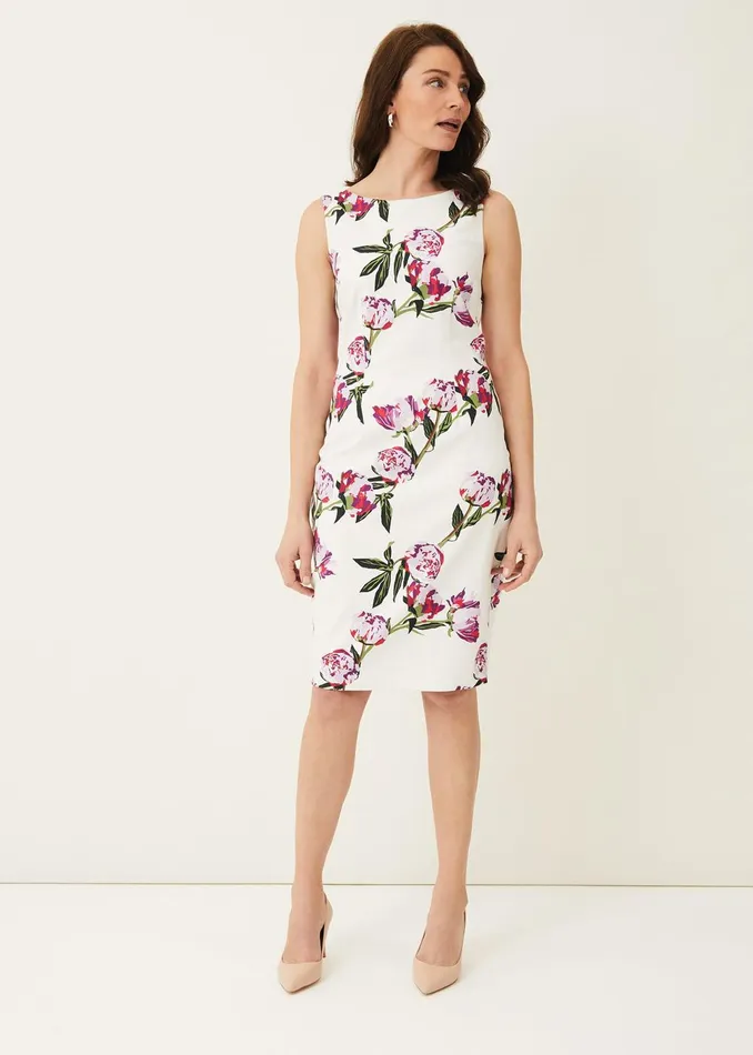 Women Phase Eight Occasion Dresses Rochella Peony Print Dress Ivorymulti