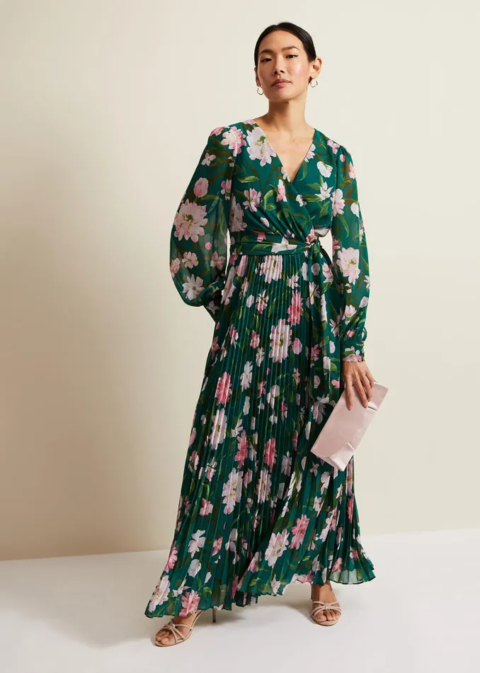 Women Phase Eight Occasion Dresses Rosa Floral Pleat Maxi Dress Multicoloured