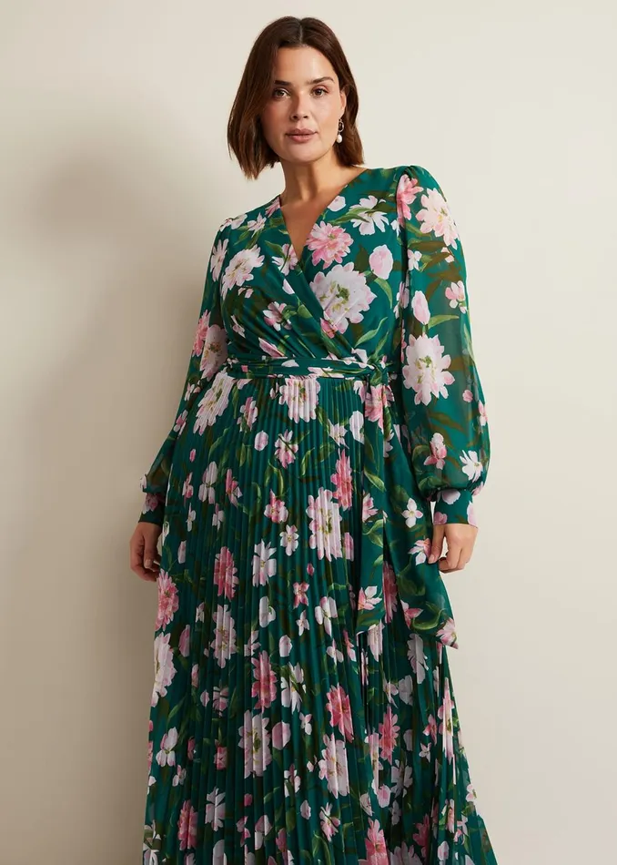 Women Phase Eight Occasion Dresses Rosa Floral Pleat Maxi Dress Multicoloured