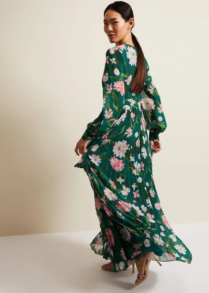 Women Phase Eight Occasion Dresses Rosa Floral Pleat Maxi Dress Multicoloured