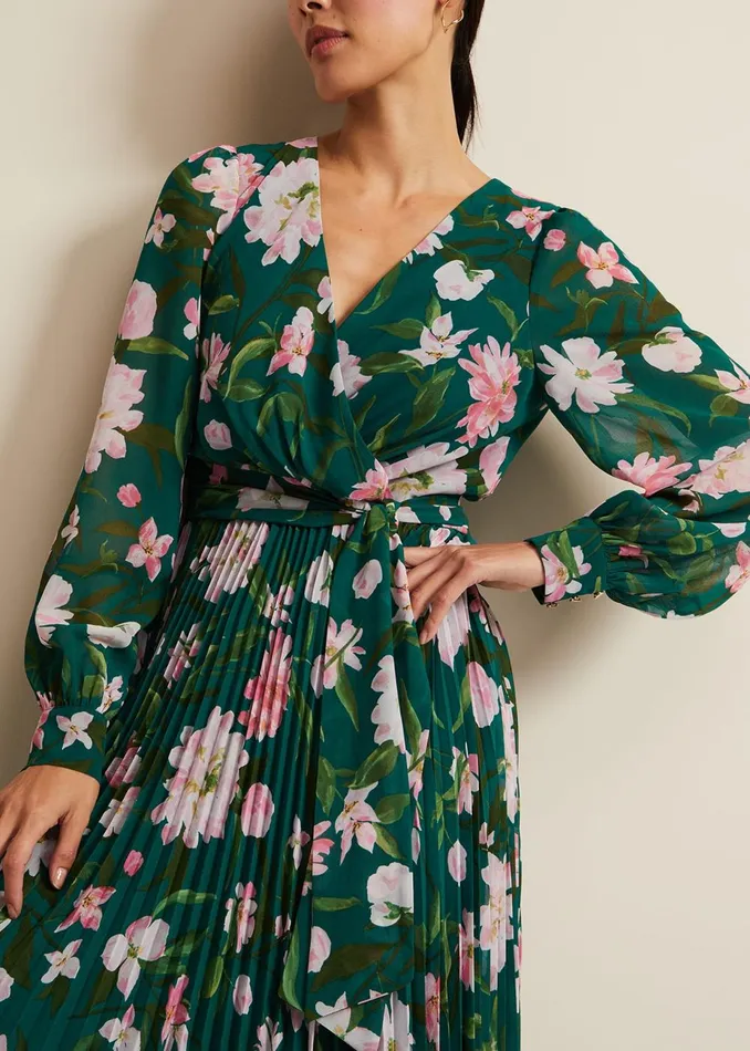 Women Phase Eight Occasion Dresses Rosa Floral Pleat Maxi Dress Multicoloured