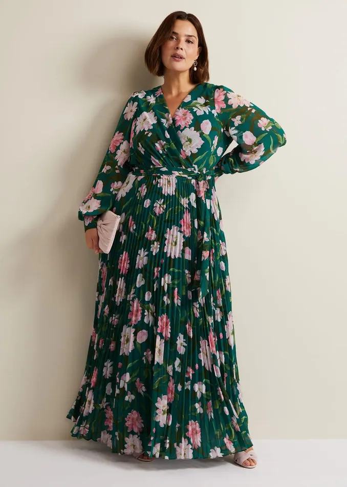 Women Phase Eight Occasion Dresses Rosa Floral Pleat Maxi Dress Multicoloured