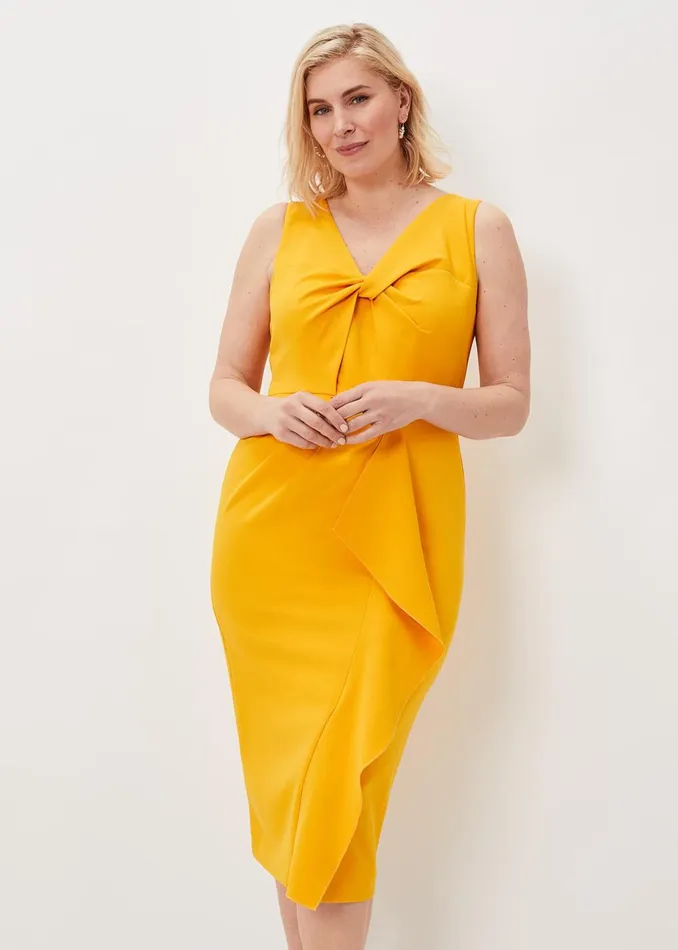 Women Phase Eight Occasion Dresses Rosalyn Twist Frill Dress Canary