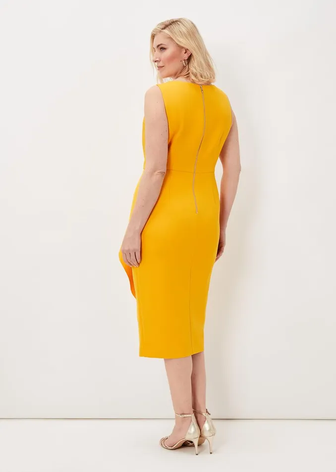 Women Phase Eight Occasion Dresses Rosalyn Twist Frill Dress Canary