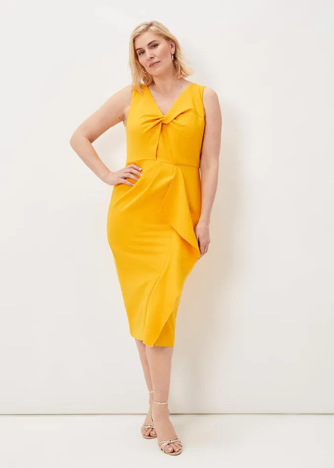Women Phase Eight Occasion Dresses Rosalyn Twist Frill Dress Canary