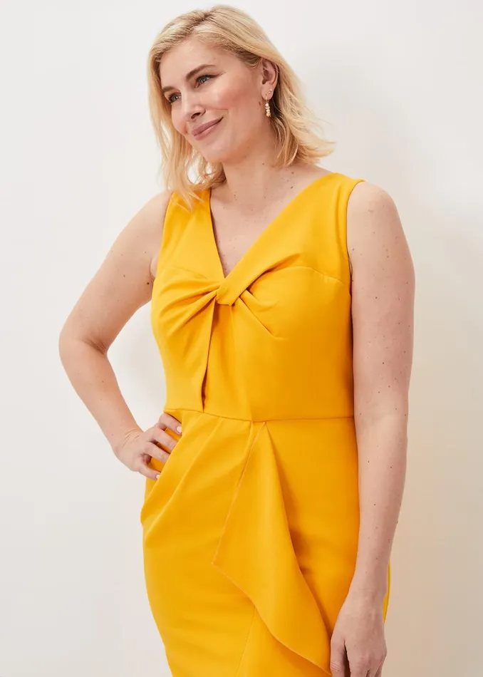 Women Phase Eight Occasion Dresses Rosalyn Twist Frill Dress Canary