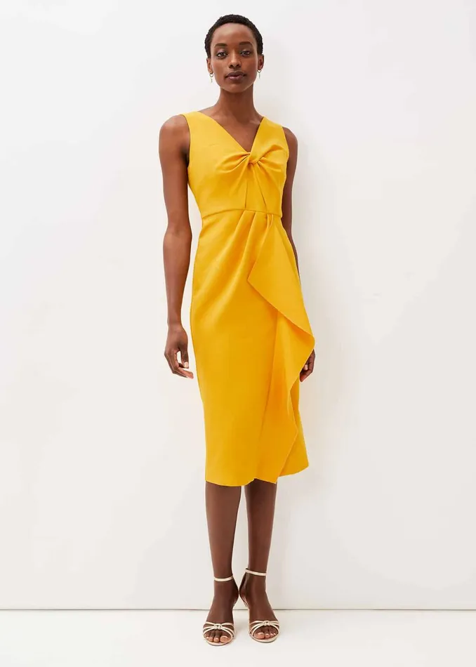 Women Phase Eight Occasion Dresses Rosalyn Twist Frill Dress Canary