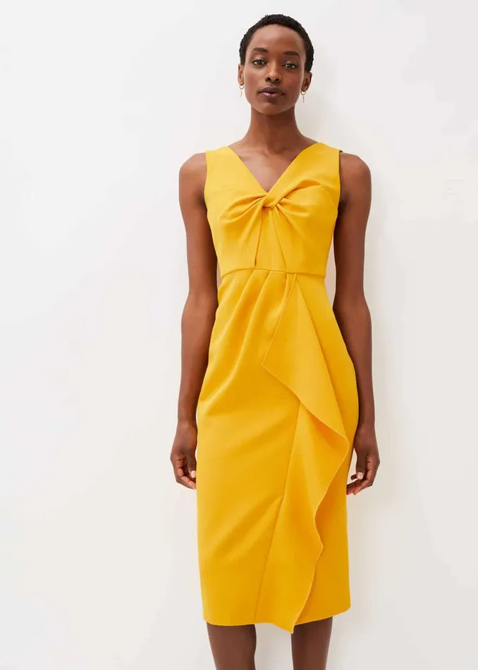 Women Phase Eight Occasion Dresses Rosalyn Twist Frill Dress Canary