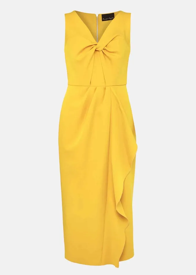 Women Phase Eight Occasion Dresses Rosalyn Twist Frill Dress Canary