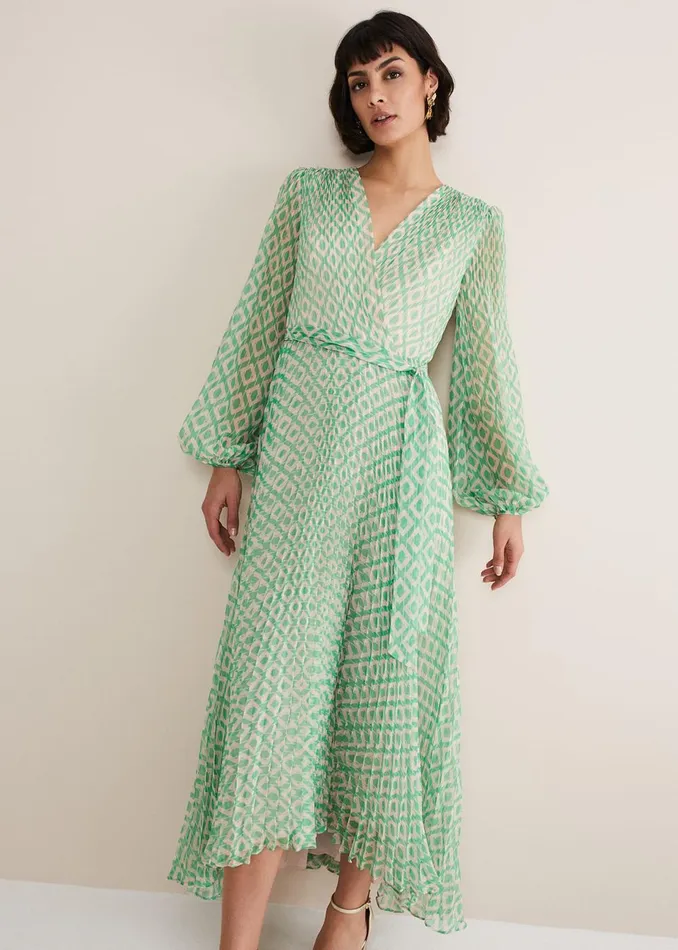 Women Phase Eight Occasion Dresses Roxanna Pleated Diamond Maxi Dress Powder Pinkgreen