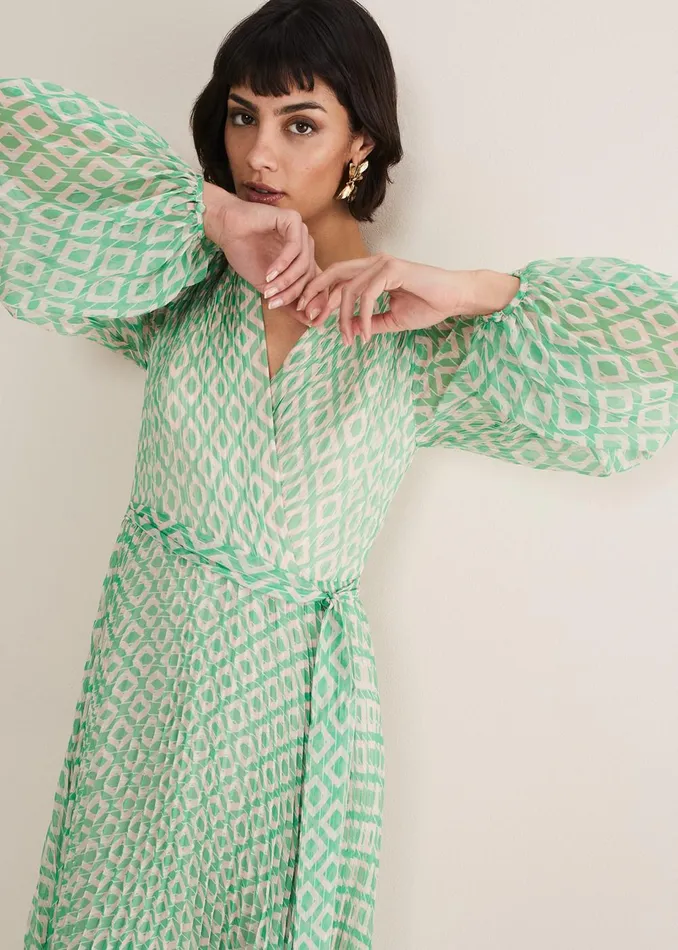 Women Phase Eight Occasion Dresses Roxanna Pleated Diamond Maxi Dress Powder Pinkgreen
