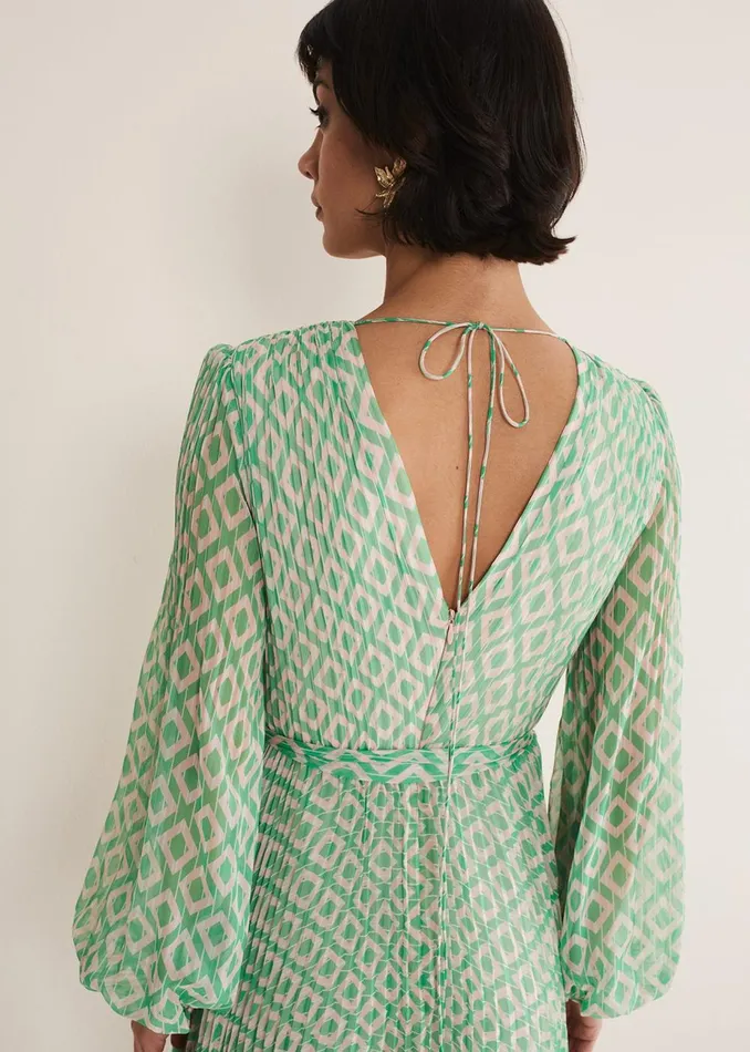 Women Phase Eight Occasion Dresses Roxanna Pleated Diamond Maxi Dress Powder Pinkgreen
