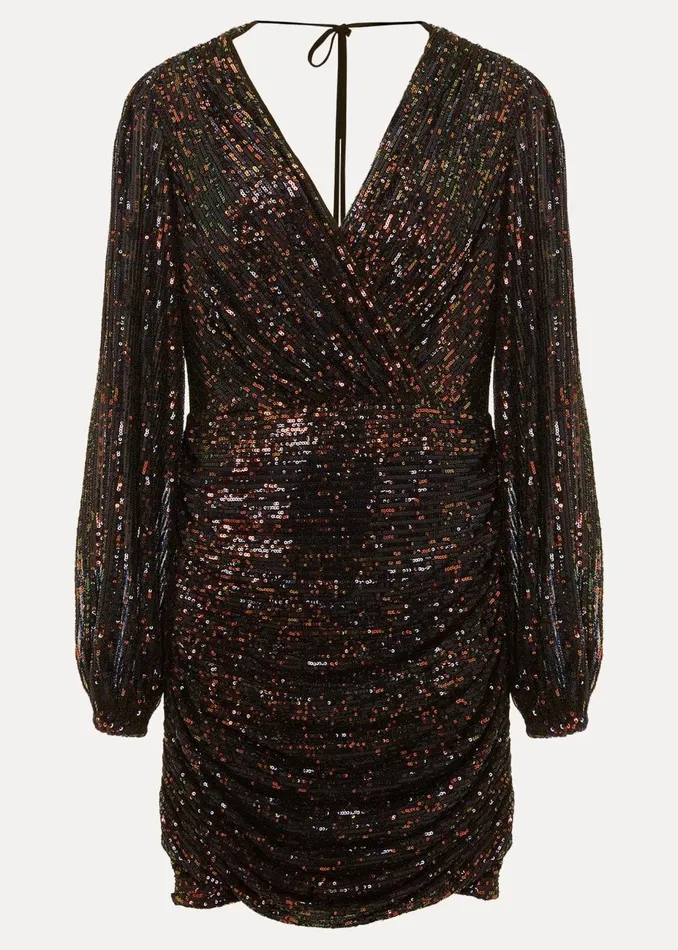 Women Phase Eight Occasion Dresses Ruby Sequin Ruched Mini Dress Purple