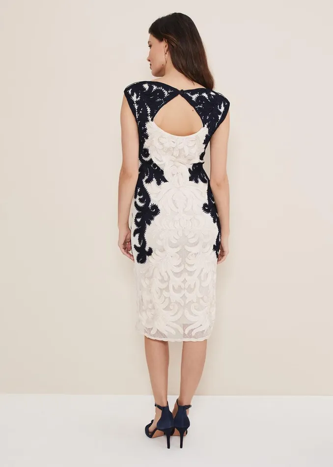 Women Phase Eight Occasion Dresses Salima Tapework Dress Navyivory