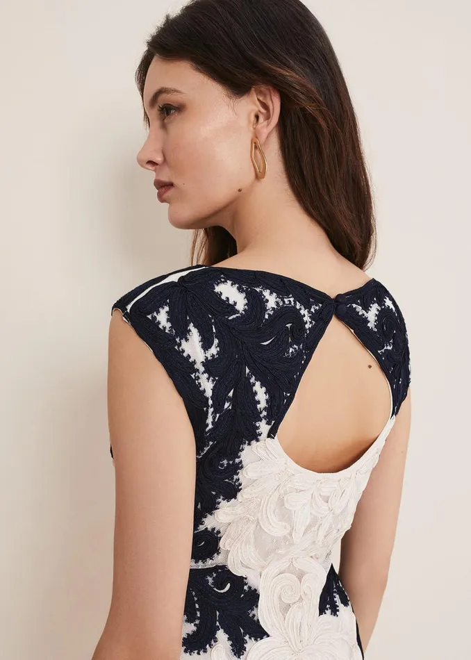 Women Phase Eight Occasion Dresses Salima Tapework Dress Navyivory