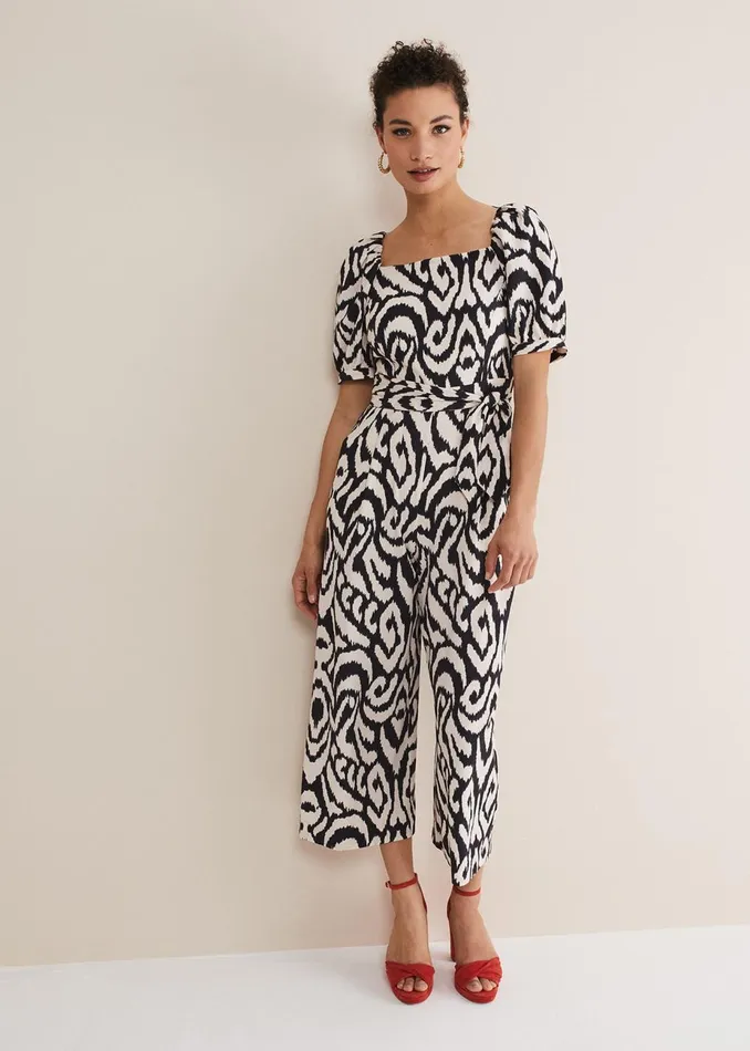 Women Phase Eight Occasion Dresses Sara Ikat Wide Leg Jumpsuit Blackcream