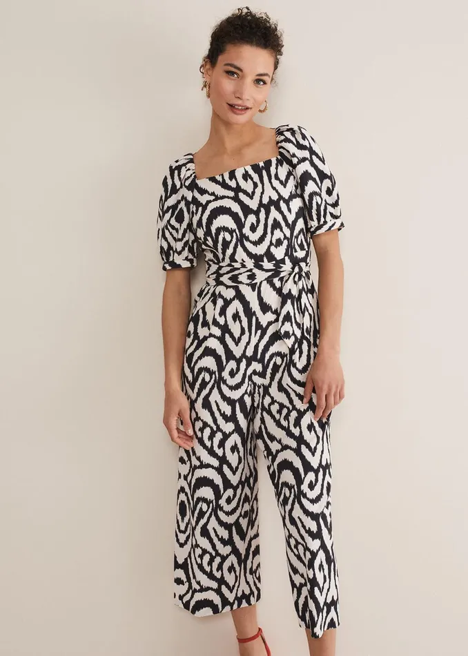 Women Phase Eight Occasion Dresses Sara Ikat Wide Leg Jumpsuit Blackcream